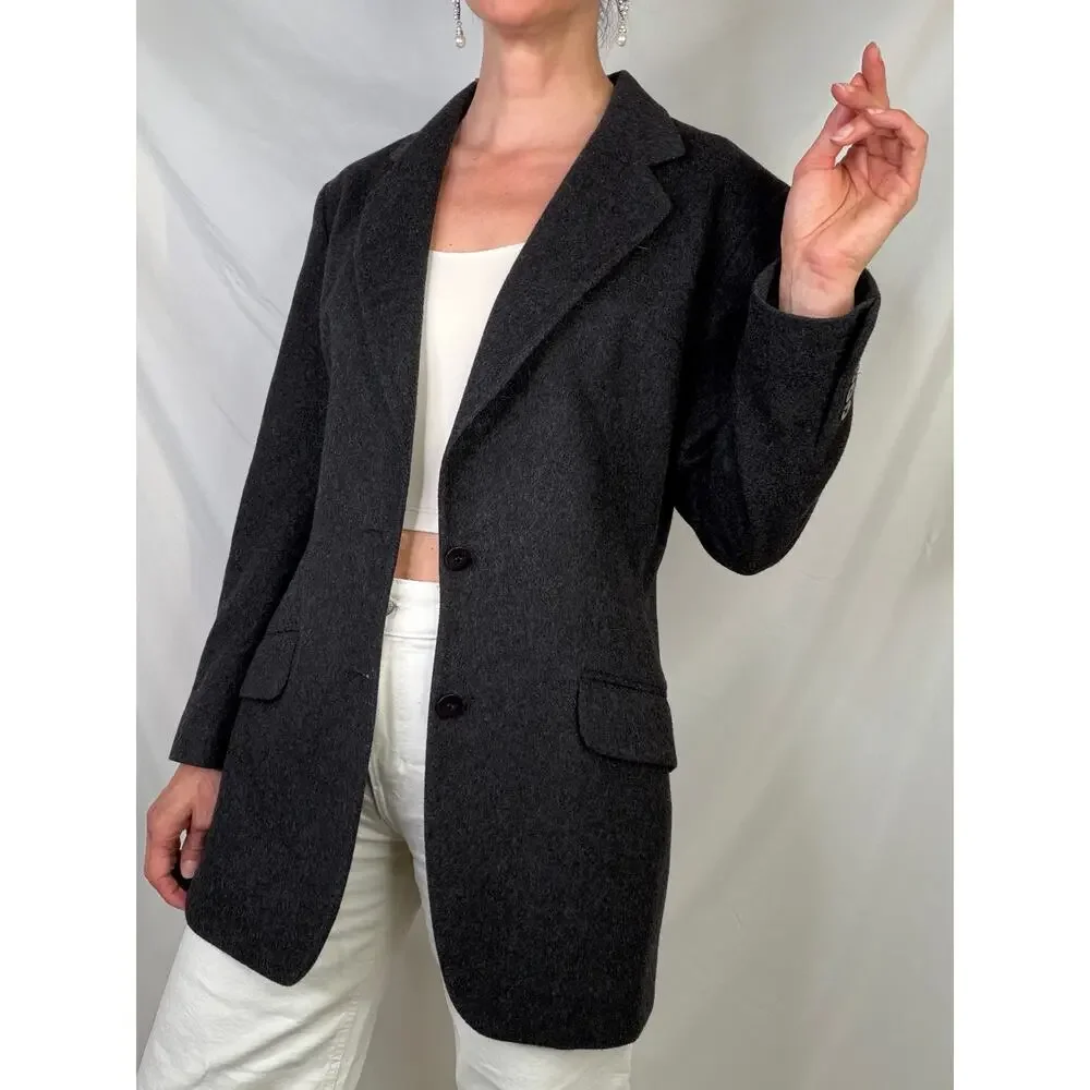 Calvin Klein wool blend blazer jacket vintage 90s charcoal grey‎ single breasted - Picture 16 of 16